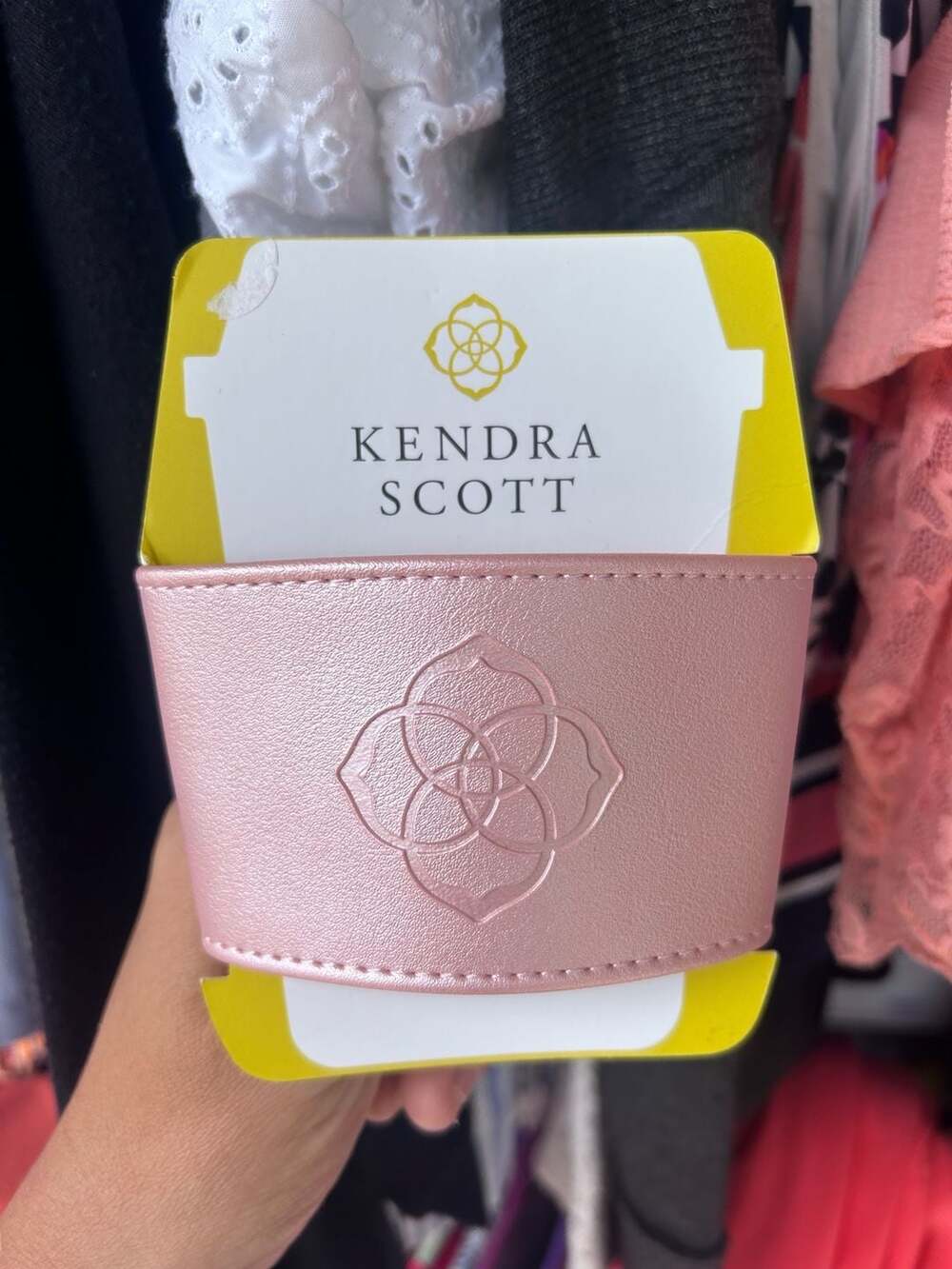 Kendra Scott Metallic Rose Gold Faux Leather Coffee Cup Sleeve